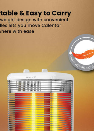 Havells Calenter 1050 Watt Room Heater With 3 Carbon Heating Tube| 3 Heat Setting| Tip Over Switch Protection| 3 Direction Heating| Upto 120min. Timer Setting| 2 Years Manufacturer Warranty (White) 