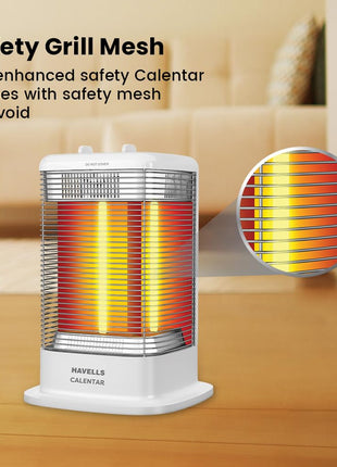 Havells Calenter 1050 Watt Room Heater With 3 Carbon Heating Tube| 3 Heat Setting| Tip Over Switch Protection| 3 Direction Heating| Upto 120min. Timer Setting| 2 Years Manufacturer Warranty (White) 