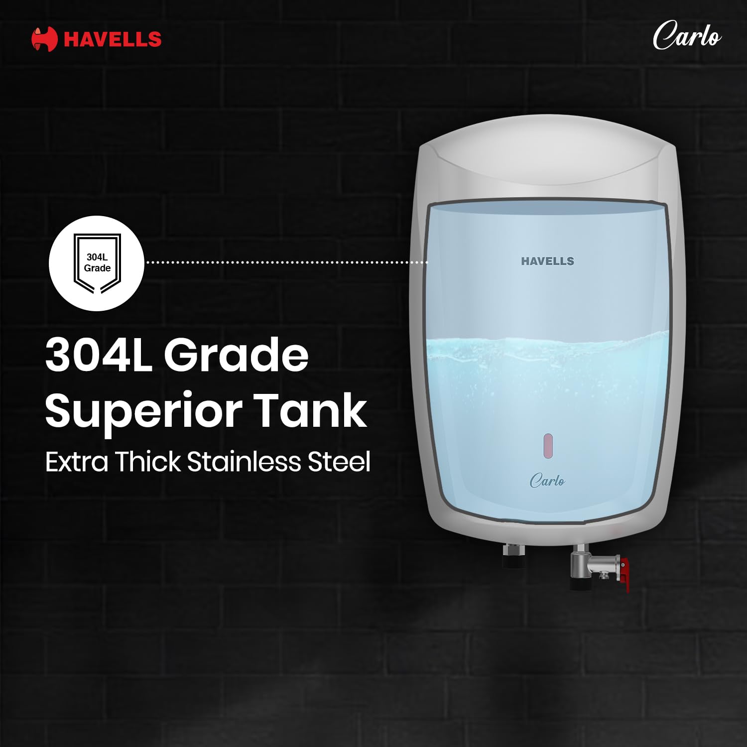 Havells Carlo 5 Litre Instant Water Heater | Color Changing LED Indicator, Rust and shock proof, ISI Certified | Fire retardant power cord; Warranty: 5 Yr on inner tank & 2 Yr comprehensive | (White) 