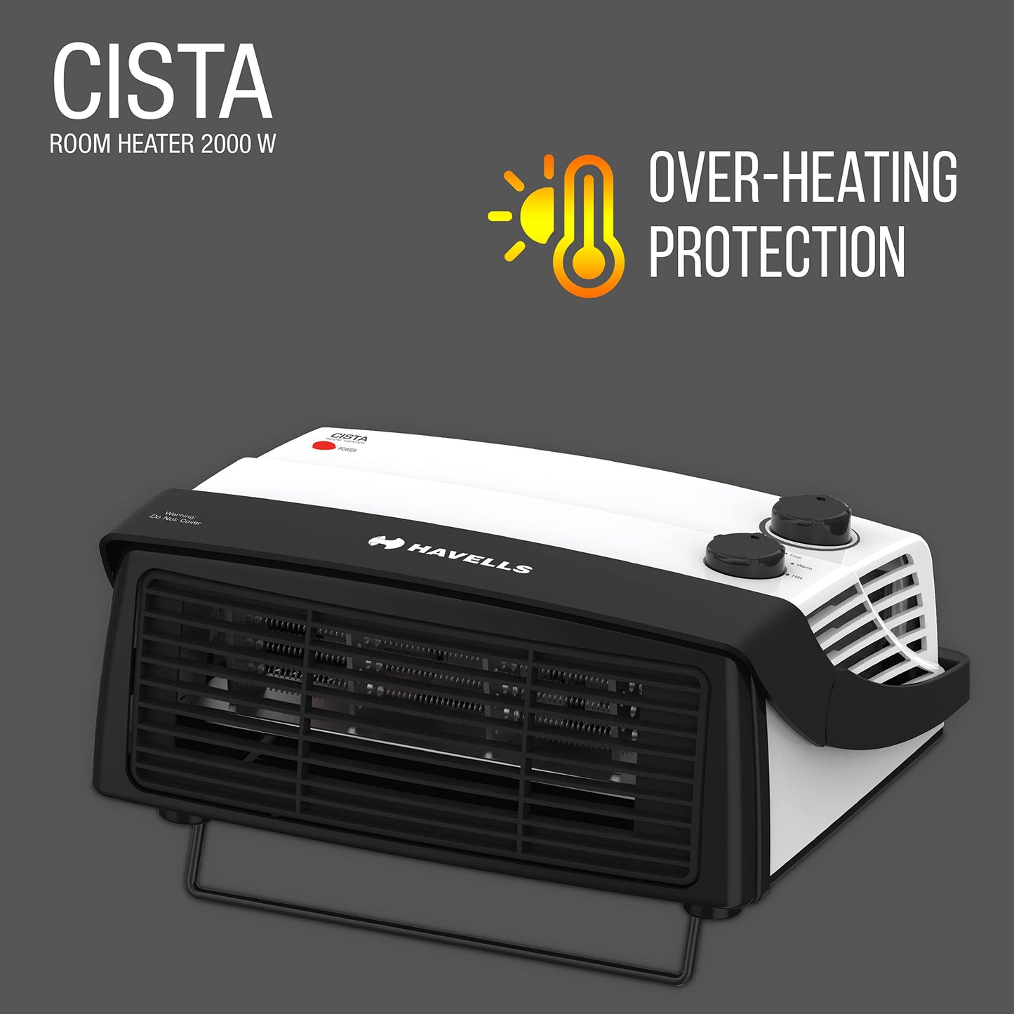 Havells Cista Room Heater, White, 2000 Watts 