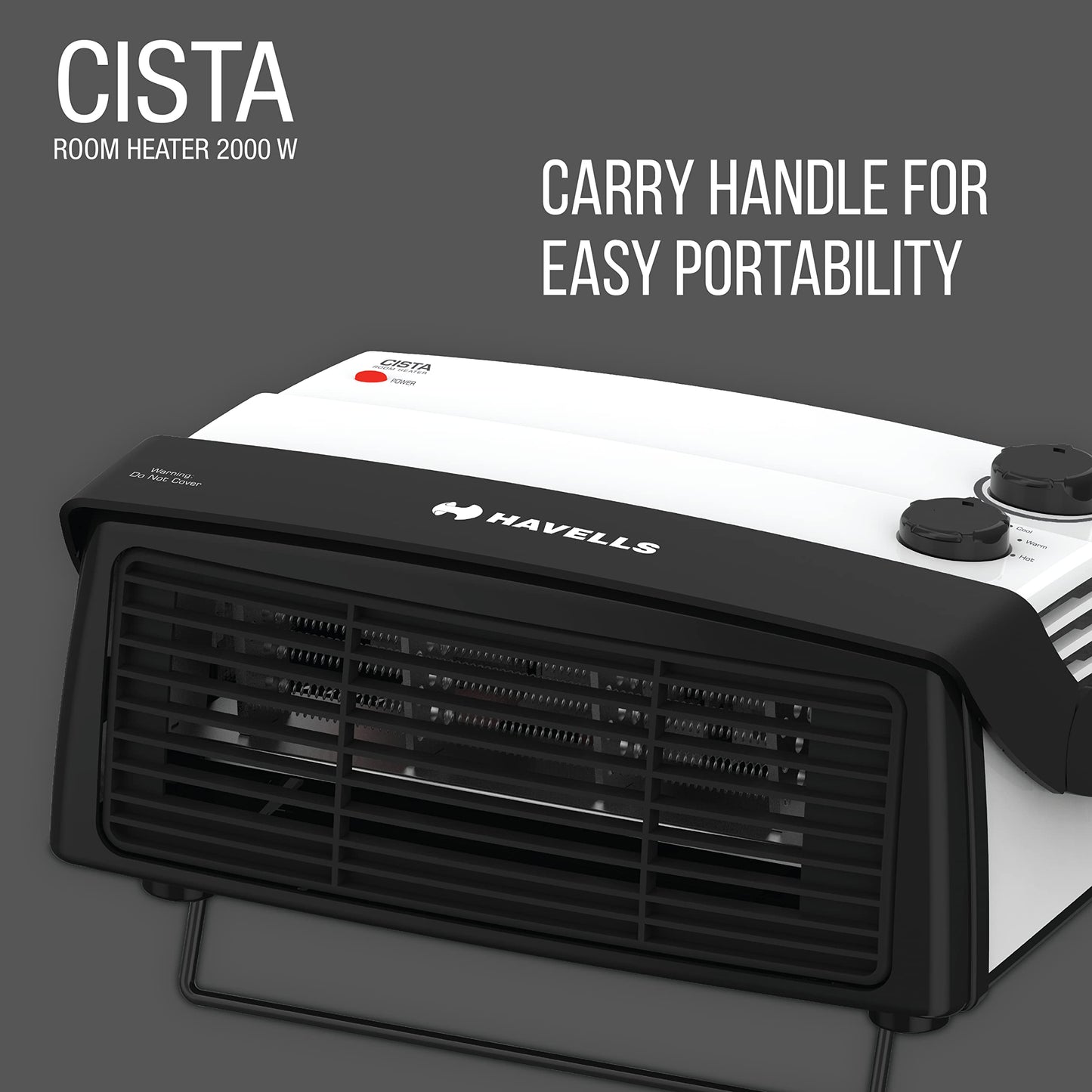 Havells Cista Room Heater, White, 2000 Watts 