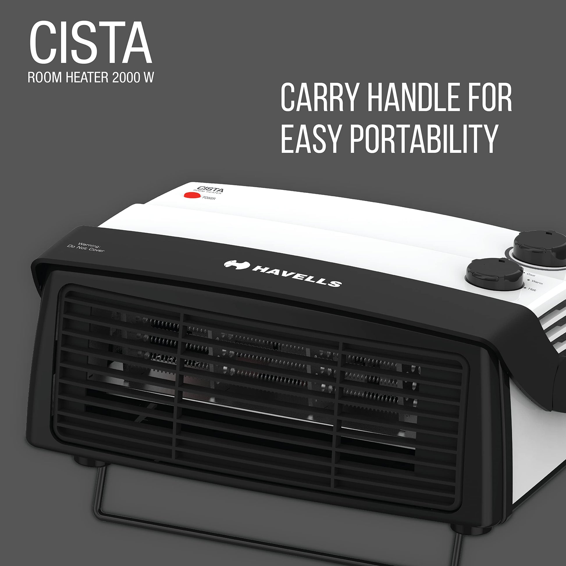 Havells Cista Room Heater, White, 2000 Watts 