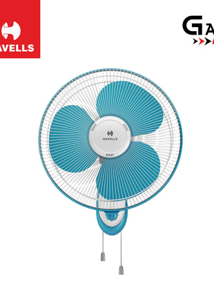 Havells Gatik Neo 400mm Wall Mounted Fan | High-Performance, Wall Fan for Kitchen & Home, Smooth Oscillation, 100% Copper Motor | 3-Speed Control, 2-Year Warranty | (Pack of 1, White Blue) 