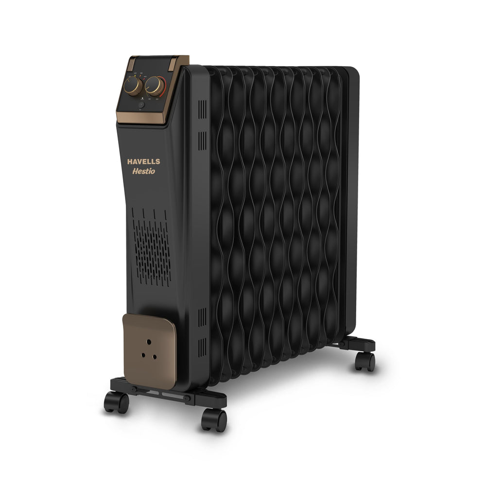 Havells Hestio 15 Wave Fin OFR (Oil Filled Radiator)|Room Heater|2900 W|3 Heat Settings & PTC Fan Heater|Inclined Control Panel|Retractable Wheels| Comfortable Breathing|360° Heating (Black) price under 20000