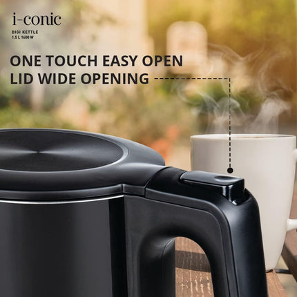 Havells I-Conic 1.5 Litre Digi Kettle with double wall and 304 stainless steel tank (Black), 1600 Watts 