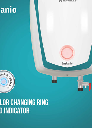 Havells Instanio 10L Storage Water Heater(Geyser)|Faster Heating|Safer to use|Saves electricity|Engineered for Hard Water|Color Changing LED Indicator|Anti Rust Tank|Mcoloy Heating Element 
