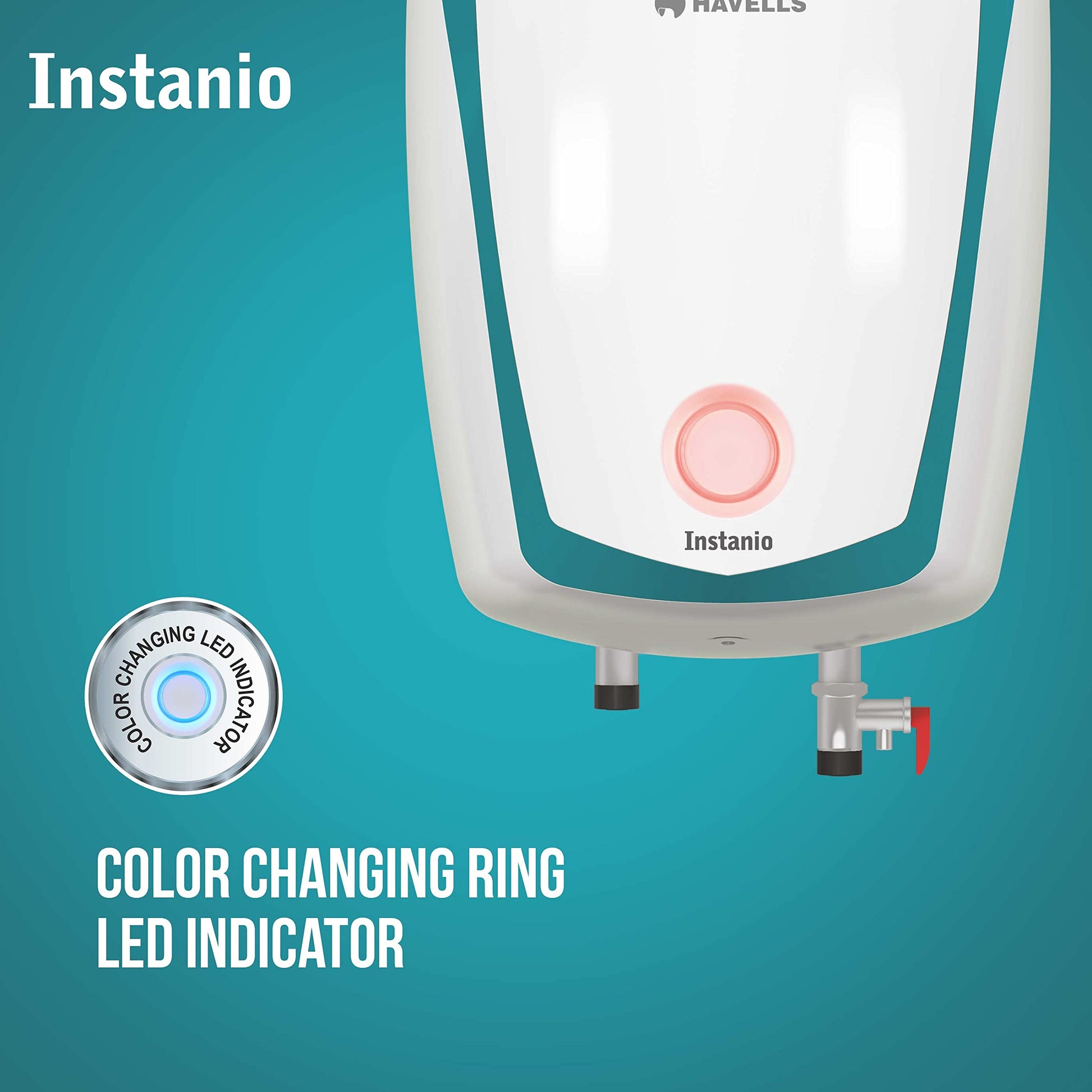 Havells Instanio 10L Storage Water Heater(Geyser)|Faster Heating|Safer to use|Saves electricity|Engineered for Hard Water|Color Changing LED Indicator|Anti Rust Tank|Mcoloy Heating Element 