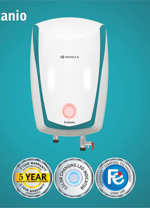 Havells Instanio 10L Storage Water Heater(Geyser)|Faster Heating|Safer to use|Saves electricity|Engineered for Hard Water|Color Changing LED Indicator|Anti Rust Tank|Mcoloy Heating Element 