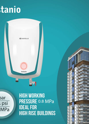 Havells Instanio 10L Storage Water Heater(Geyser)|Faster Heating|Safer to use|Saves electricity|Engineered for Hard Water|Color Changing LED Indicator|Anti Rust Tank|Mcoloy Heating Element 
