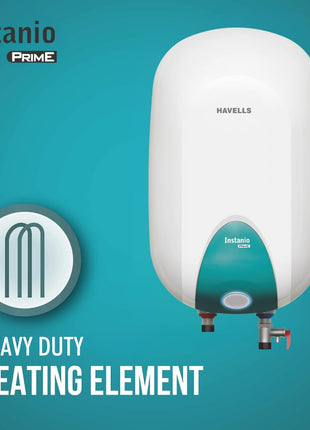 Havells Instanio Prime 15 Litre Storage Water Heater (Geyser) | Temp. Sensing Color Changing LED Indicator | Glass Coated Anti Rust Tank | Warranty: 5 Year on Tank | High Rise Compatible (White Blue) 
