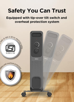 Havells Jade 9 Fin Oil Filled Room Heater OFR U Tech Fast Heating 