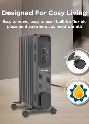 Havells Jade 9 Fin Oil Filled Room Heater OFR U Tech Fast Heating 