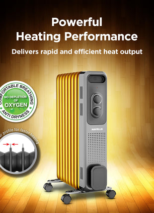 Havells Jade 9 Fin Oil Filled Room Heater OFR U Tech Fast Heating 