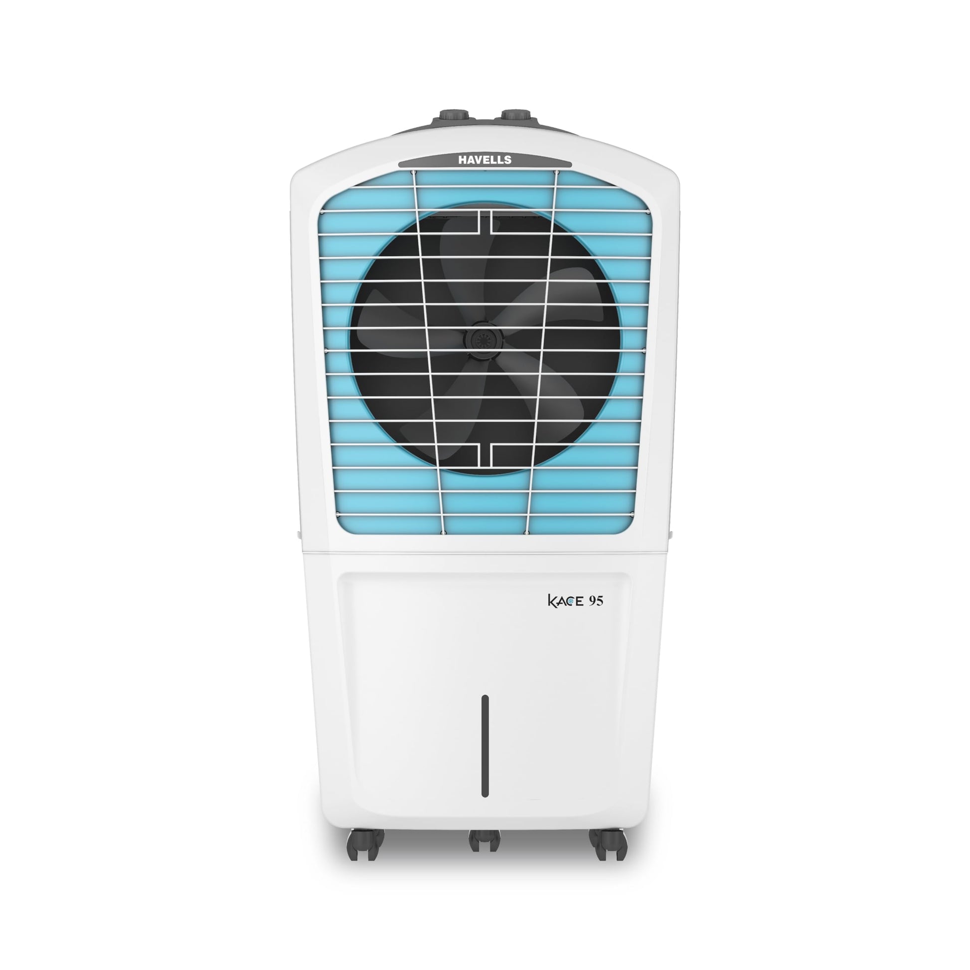 Havells Kace 95L Desert Air Cooler for home | Powerful Air Delivery | High Density Honeycomb Pads | Ice Chill Drip Technology, Ice Chamber | Bacteria Shield | Heavy Duty (White/Blue) 