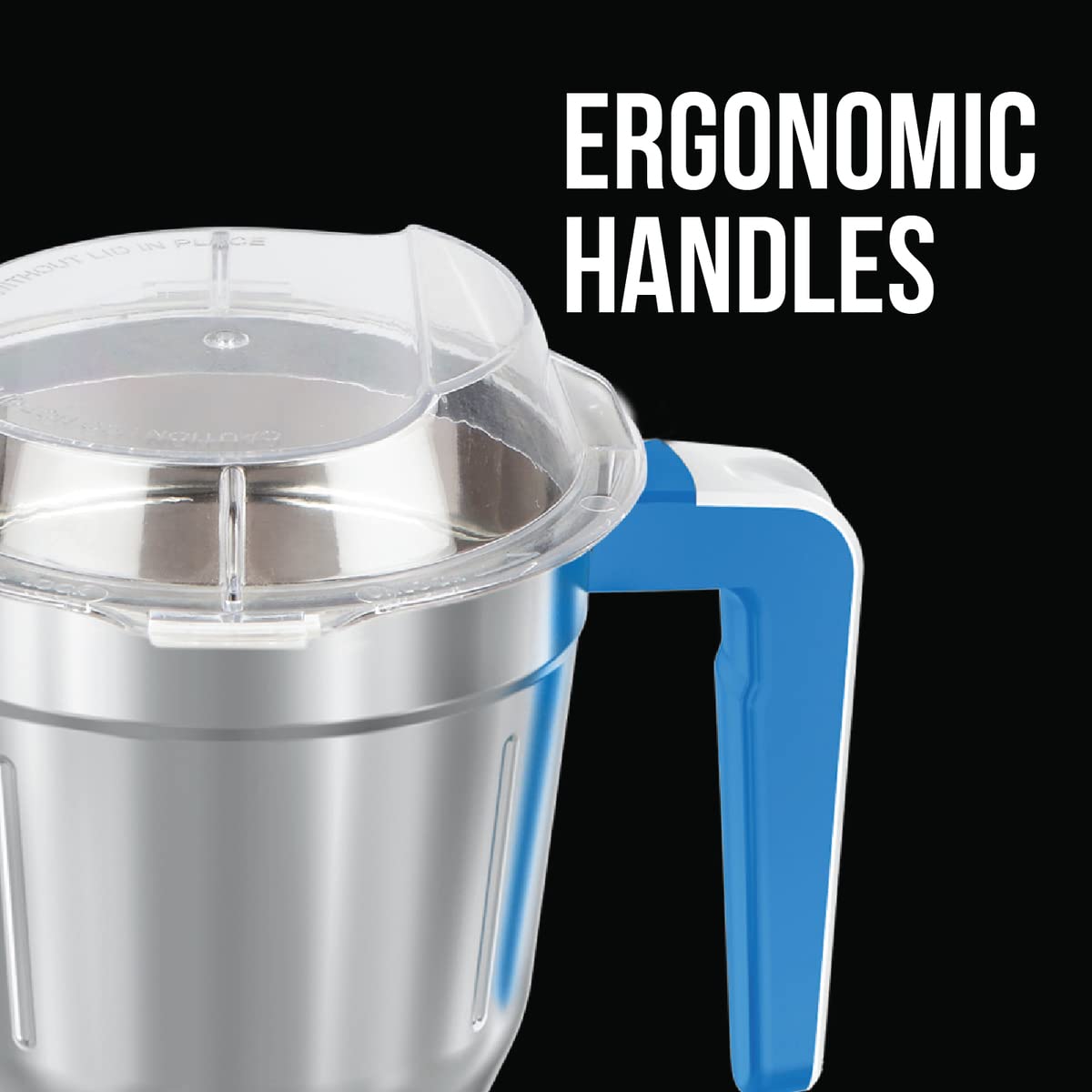 Havells Maxx Grind 750 watt Mixer Grinder with 3 Wider Mouth Stainless Steel Jar, Hands Free Operation, SS-304 Grade Blade, Overload Indicator & 5 Year Motor Warranty (Blue). 