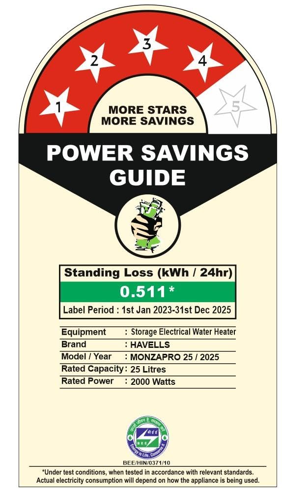 Havells Monza Pro 25L Storage Water Heater(Geyser)|Faster Heating|Safer to use|Saves electricity|Engineered for Hard Water|Endurashield Coated Anti Rust Tank|Whirlflow Technology|High Rise suitable 