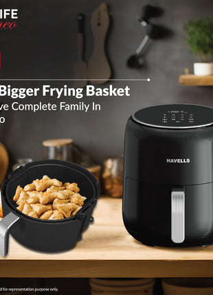 Havells Prolife Neo 4.5 L Air Fryer|Digital Display With Led|8 Pre Set Menu|Auto Shutoff|Cool Touch Handle|60 Min Timer|1500W|2 Yr Manufaturer Warranty,Black 