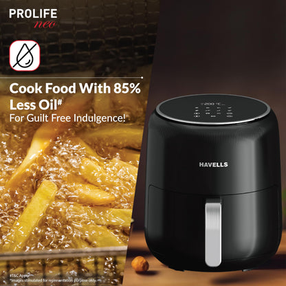 Havells Prolife Neo 4.5 L Air Fryer|Digital Display With Led|8 Pre Set Menu|Auto Shutoff|Cool Touch Handle|60 Min Timer|1500W|2 Yr Manufaturer Warranty,Black 