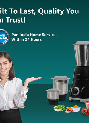Havells Pulse 500 Watt Mixer Grinder|3 Stainless Steel Leak-Resistant Jars (400ml, 800ml, 1.2L)|3 Speed Control|Heavy-Duty ABS Body|Durable SS Blades|Air Vent Technology |1 Year Product Warranty|Black 