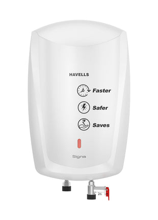 Havells Signa 5 Litre Instant Water Heater(Geyser)| Twin LED Indicator| Rust and Shock Proof Body| ISI Marked| Fire Retardant Power Cord| Warranty: 5 year on inner tank & 2 year comprehensive (White) 