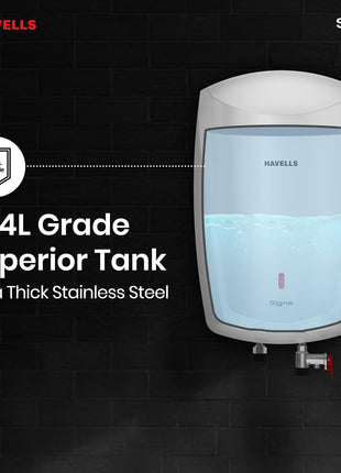 Havells Signa 5 Litre Instant Water Heater(Geyser)| Twin LED Indicator| Rust and Shock Proof Body| ISI Marked| Fire Retardant Power Cord| Warranty: 5 year on inner tank & 2 year comprehensive (White) 