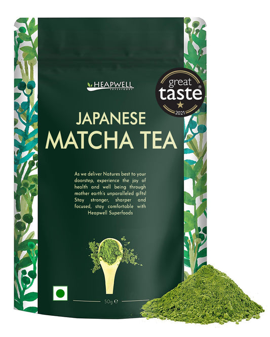 Heapwell Superfoods Japanese Matcha Green Tea Powder, 50 Grams (30 Servings) | Sourced From Shizuoka, Japan 