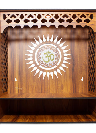 Heartily® Aastha Beautiful Wooden Pooja Mandir for Home or Puja Temple Stand for Office and Shops with Led spot Light (H- 18, L- 16, W-8.75 Inch) 