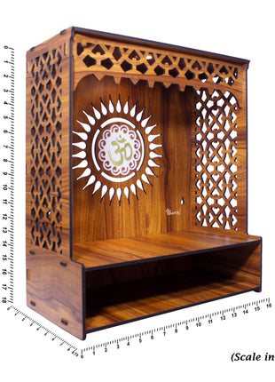 Heartily® Aastha Beautiful Wooden Pooja Mandir for Home or Puja Temple Stand for Office and Shops with Led spot Light (H- 18, L- 16, W-8.75 Inch) 