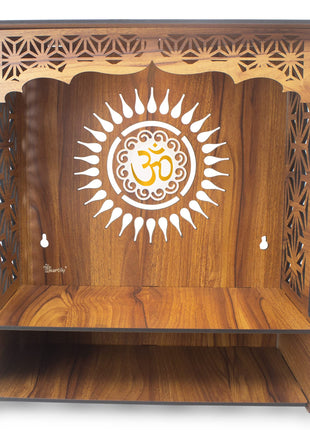 Heartily® Shree Beautiful Wooden Pooja Stand for Home Mandir for Home Temple for Home and Office Puja Mandir for Home and Office Wall with LED Spot Light Product (H- 18, L- 16, W-8.75 Inch) 