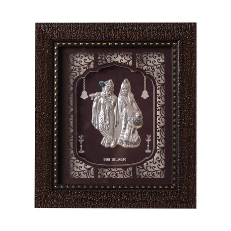 Hem Jewels Pure Silver Radhe Krishna Frame for Gift & Home Decor (7.5x6.5 Inch) (Pack of 1) 