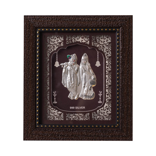 Hem Jewels Pure Silver Radhe Krishna Frame for Gift & Home Decor (7.5x6.5 Inch) (Pack of 1) 