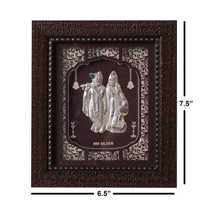 Hem Jewels Pure Silver Radhe Krishna Frame for Gift & Home Decor (7.5x6.5 Inch) (Pack of 1) 