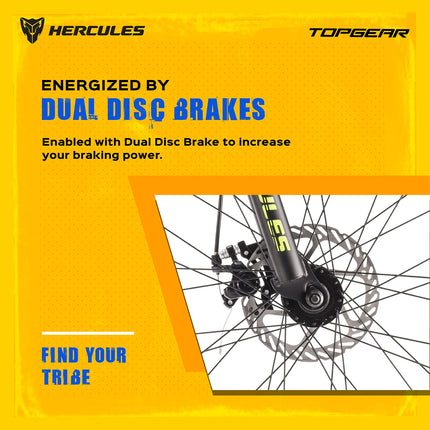 Hercules TOP GEAR-A26 R1 with Shimano Gears 26 T Mountain Cycle (21 Gear, Black) 