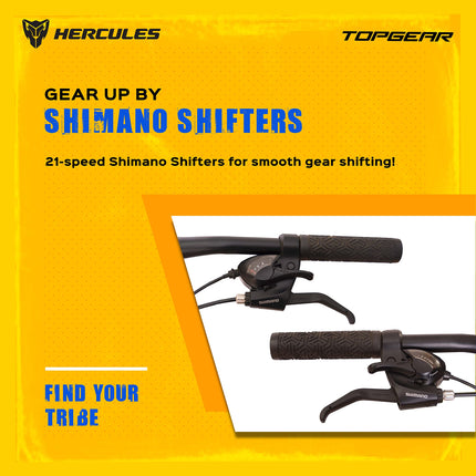 Hercules TOP GEAR-A26 R1 with Shimano Gears 26 T Mountain Cycle (21 Gear, Black) 