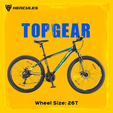 Hercules TOP GEAR-A26 R1 with Shimano Gears 26 T Mountain Cycle (21 Gear, Black) 