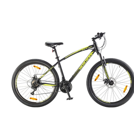 Hercules TOP GEAR-S27 R1 Mountain Cycle with Shimano Gears| Speed Bike with Front Suspension, Disc Brake Bicycle for Men Mountain Bike | Ideal for 15+ Years, Unisex, Frame : 17 inch | Matte Black 