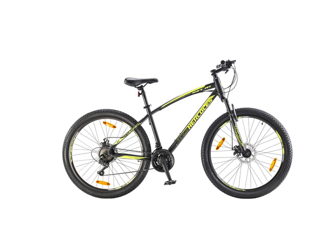 Hercules TOP GEAR-S27 R1 Mountain Cycle with Shimano Gears| Speed Bike with Front Suspension, Disc Brake Bicycle for Men Mountain Bike | Ideal for 15+ Years, Unisex, Frame : 17 inch | Matte Black 