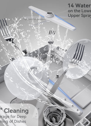 Hermitlux Countertop Dishwasher, 5 Washing Programs Portable Dishwasher With 5-Liter Built-in Water Tank For Glass Door 