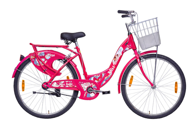 Hero Alora 26T Girls/Women's Cycle – 18" Frame, Pink, with Basket & Carrier | Wire Brakes | Rigid Fork | for 13+ Years | 95% Assembled – Ready to Ride in 5 Mins 