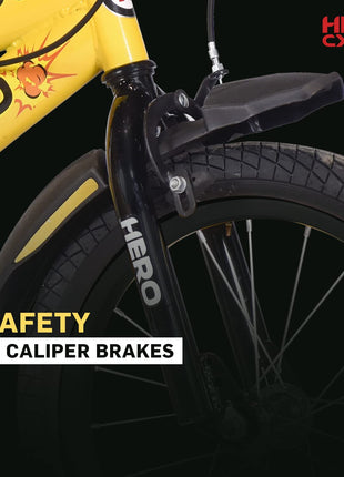 Hero Blast 16T Kids Cycle with Training Wheels and Mudgaurds | Yellow | Easy Self-Assembly | Cycle for Age 4 to 8 Years Boys and Girls 12 Inches, Rigid | 95% Assembled Cycle(Ready to Ride in 5 Mins) 