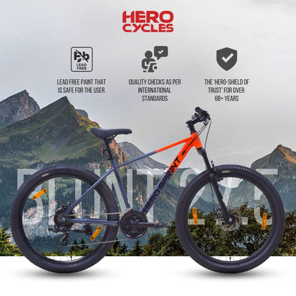 Hero Blunt 27.5 T Mountain Cycle for Men | 21 Speed | Front Suspension | Disk Brake | (21 Gear, Red, Grey) 