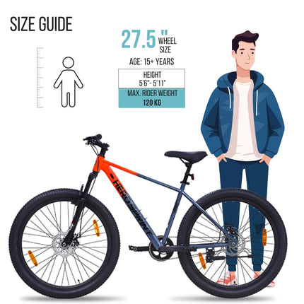 Hero Blunt 27.5 T Mountain Cycle for Men | 21 Speed | Front Suspension | Disk Brake | (21 Gear, Red, Grey) 