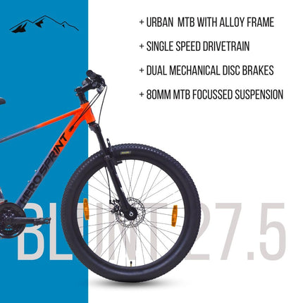 Hero Blunt 27.5 T Mountain Cycle for Men | 21 Speed | Front Suspension | Disk Brake | (21 Gear, Red, Grey) 