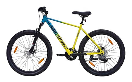Hero Blunt 29T 21 Speed Mountain Cycle for Men | Front Suspension | Disk Brake | Frame 12 Inches | Blue-Yellow | Ideal for 15+ Yrs | 85% Assembled Cycle 