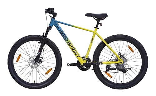 Hero Blunt 29T 21 Speed Mountain Cycle for Men | Front Suspension | Disk Brake | Frame 12 Inches | Blue-Yellow | Ideal for 15+ Yrs | 85% Assembled Cycle 