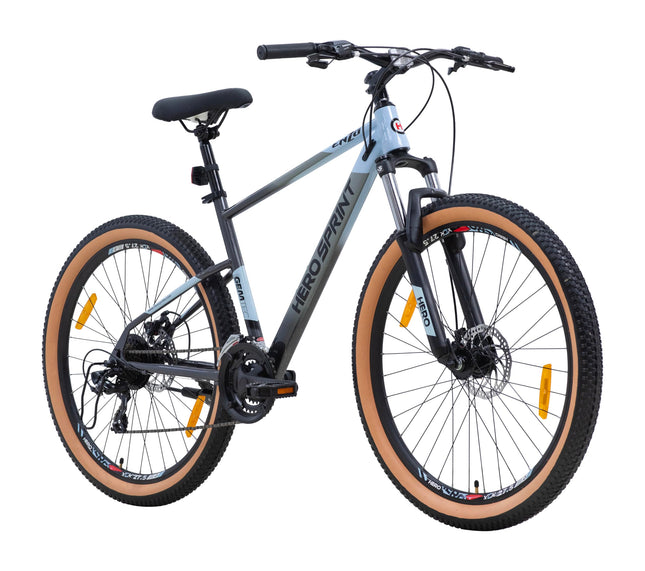 Hero Enzo 29T Mountain Geared Bicycle for Mens | 21 Speed | Dual Color Combination | Frame:18 Inches | Ideal for Mens (Blue-Grey) 
