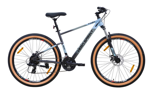 Hero Enzo 29T Mountain Geared Bicycle for Mens | 21 Speed | Dual Color Combination | Frame:18 Inches | Ideal for Mens (Blue-Grey) 