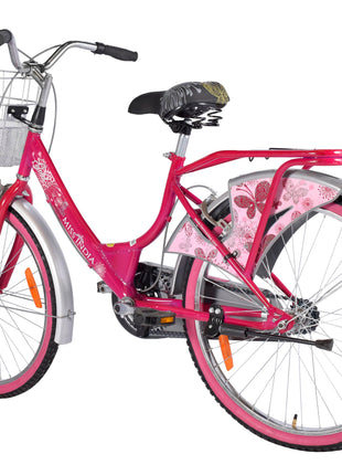 Hero Miss India Gold 24T Utility Bicycle for Girls/Women with Front Basket & Integrated Carrier | Road Bike | Pink | Frame:15 Inch | 8-15 Years 