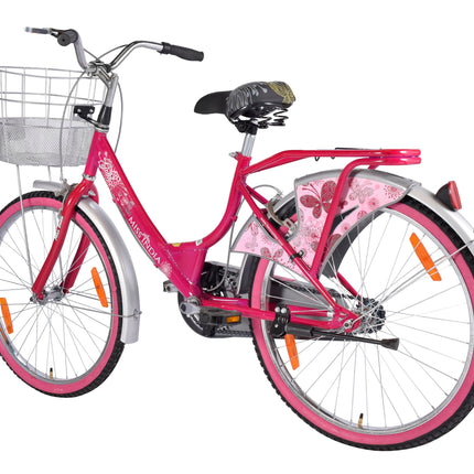 Hero Miss India Gold 24T Utility Bicycle for Girls/Women with Front Basket & Integrated Carrier | Road Bike | Pink | Frame:15 Inch | 8-15 Years 