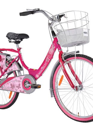 Hero Miss India Gold 24T Utility Bicycle for Girls/Women with Front Basket & Integrated Carrier | Road Bike | Pink | Frame:15 Inch | 8-15 Years 